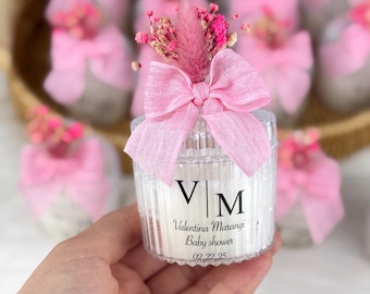 Personalized Vanilla Scented Candle Favor, Baby Shower Keepsake, Custom Newborn Party Gift