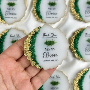 Emerald Green Stone Customized Wedding Favor For Guest,Epoxy Magnet, Engagement Favors,Epoxy Magnet,Anniversary Favors,Islamic Favors Magnet