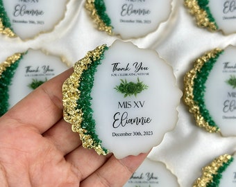 Emerald Green Stone Customized Wedding Favor For Guest,Epoxy Magnet, Engagement Favors,Epoxy Magnet,Anniversary Favors,Islamic Favors Magnet