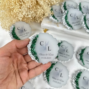 Emerald Green Stone Wedding Magnet, Wedding Favors, Epoxy Magnet, Engagement Favors,Epoxy Magnet, Anniversary Favors, islamic Favors Magnet