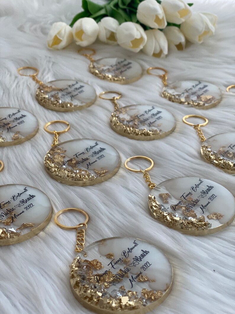 Wedding Favor Wedding Keychain Epoxy Keychain Engagement Etsy