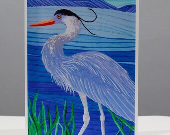 Handmade Greeting Card - Blue Heron