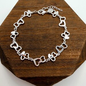 Silver Heart Bracelet - Layering Link Adjustable Bracelet: Perfect Gift for Her Celebrate Friendship Bracelet Double Hearts