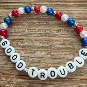 Good Trouble Bracelet: Red White & Blue Pearly Beaded Bracelet