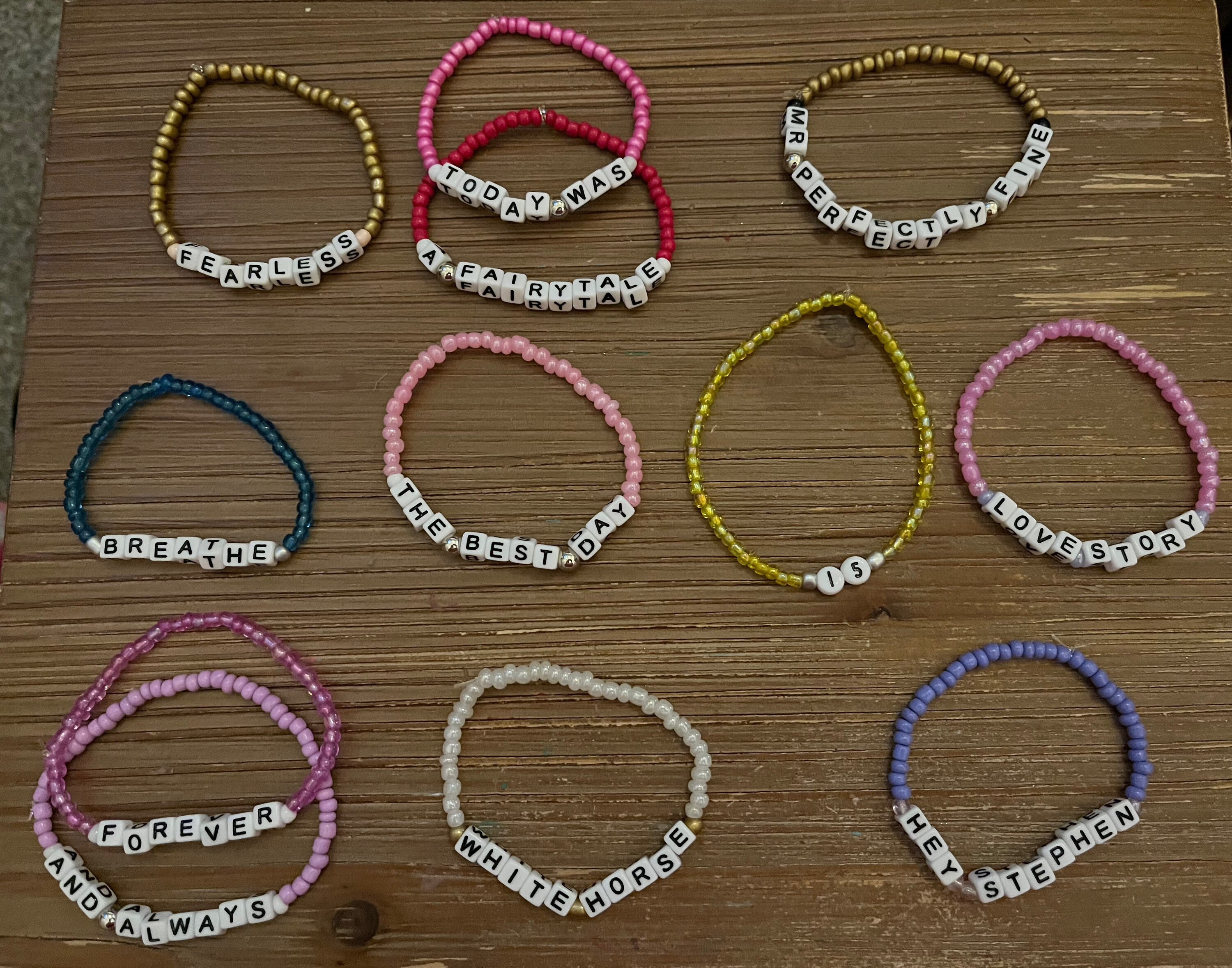 Taylor Eras Fearless Songs Beaded Friendship Love Story Forever Always Hey Stephen Mr Perfectly Fine Best Day Bracelets Eras Tour Etsy Canada