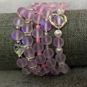 Stackable Bracelets Blue & Purple Iridescent Mermaid Matte Aurora Crystal Glass Beads Frosted Moonstone Perfect for Stacking!