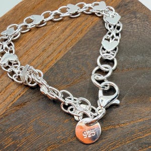 Sterling Silver 925 Heart Bracelet - Layering Link Adjustable Bracelet: Perfect Valentine’s Day Gift! Celebrate Friendship Bracelet Hearts image 5