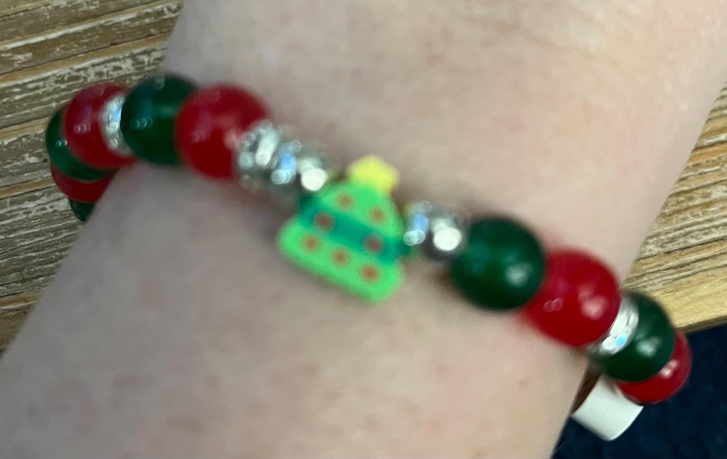 Braccialetti elastici di perline acriliche natalizie all'ingrosso