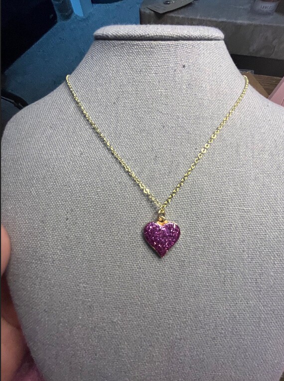 Yifnny Collana Cuore Viola, Collana da Donna con Cuore di Ametista Placcato Oro Rosa con d'Amore in Cristallo Viola Regalo Anniversario Gioielli per Donna (Oro Rosa