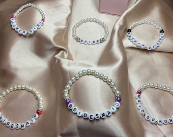 Pearl Beaded Bridesmaid Bracelet: Bridal Party Proposal Gift