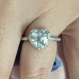 Sterling Silver 925 Heart Ring: Cubic Zirconia