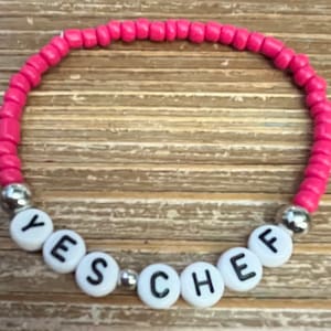 The Bear Show Inspired “Yes, Chef” Red - Pink Beaded Bracelet