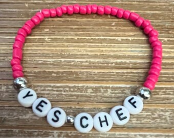 The Bear Show Inspired “Yes, Chef” Red - Pink Beaded Bracelet