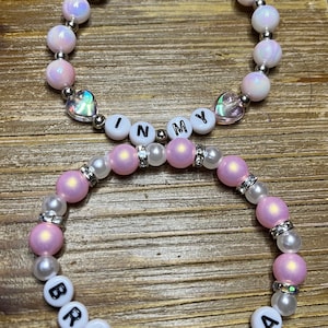 Pink Beaded Bridal Bracelet Set: &quot;In My Bridal Era&quot; Stacking Bracelets