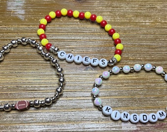 Chiefs Beaded Bracelet Set: Kansas City Football Stacking Bracelets