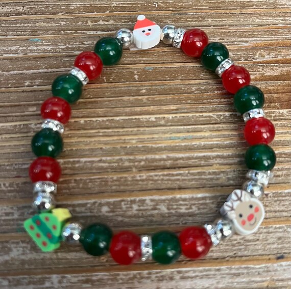 Red & Green Drip Gum Flower Crystal Beads – Charms For Bracelets, Jewelry Making, DIY Craft Gifts (Silver Plated Base) - View #4
