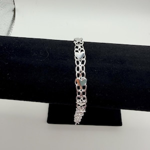 Sterling Silver 925 Heart Bracelet - Layering Link Adjustable Bracelet: Perfect Valentine’s Day Gift! Celebrate Friendship Bracelet Hearts image 14