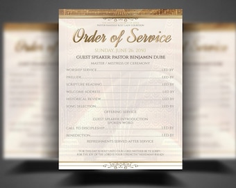 CORJL Church Anniversary Flyer and Program - Gold | Editable in Corjl | 8.5x11 & 8.5x5.5 - 2 Sizes | 1 Sheet Printable (Front and Back)