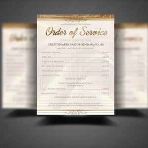 CORJL Church Anniversary Flyer and Program - Gold | Editable in Corjl | 8.5x11 & 8.5x5.5 - 2 Sizes | 1 Sheet Printable (Front and Back)