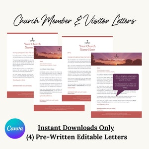 CANVA Church Welcome Letter / Canva Member Template | Size: 8.5x11 | Instant Download | Visitor Card | Editable Colors