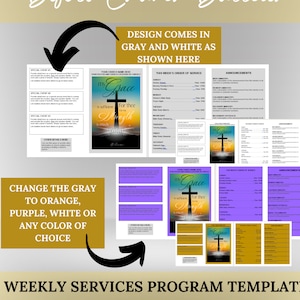 MICROSOFT Editable Church Bulletin Template | 4 Pages (Microsoft Word) | Bifolds to 8.5x5.5 Size | Prints to 8.5x11 | Design: Weekly Service