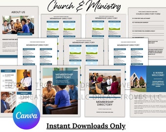 CANVA Church Membership Record Book | Directory | New Membership Tracker | Editable in Canva | Size: 8.5 in x 11 in | Personalize & Print!
