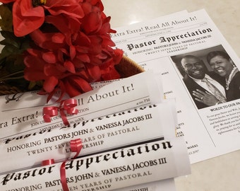 Classic Pastor Appreciation Program Template | Church Anniversary (8.5x11) | One Sheet or Front & Back Editable Program Template