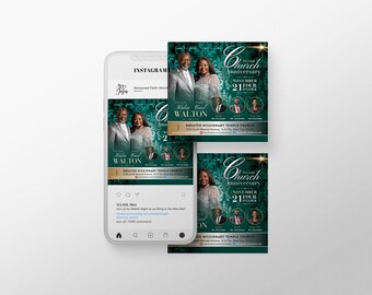 Church Anniversary Invitation or Pastor Appreciation Flyer | Editable Text/Photo Canva Template