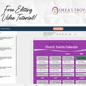 Church Calendar Printable Bundle Editable in Corjl 3 Sizes: 8.5x14 ...