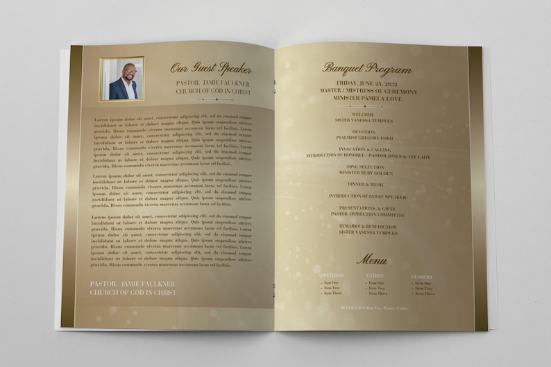 Cream & Gold Church Program Template | Anniversary, Pastoral Service ...