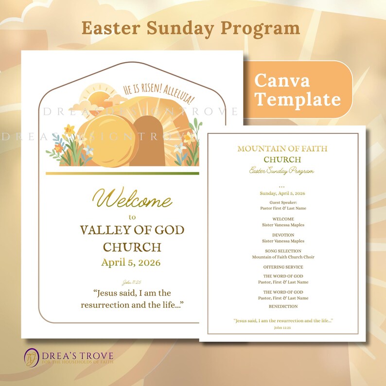 Easter Program Fly Easter Program Template | Canva Editable | 8.5x11 | Double-sided - Etsy ...