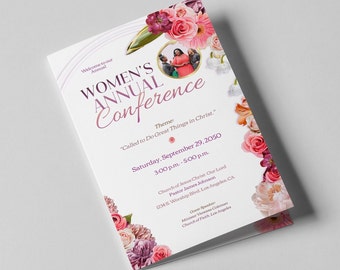 Womens Ministry Program | Editable in Corjl | Graceful Pink | Conference | Retreat | Annual Meeting | Print Size: 8.5x11 | 4 Pages