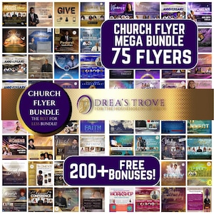 CANVA Church Flyer Canva Bundle | 75 Designs in Multiple Sizes! - See Item Description ---&gt;&gt;