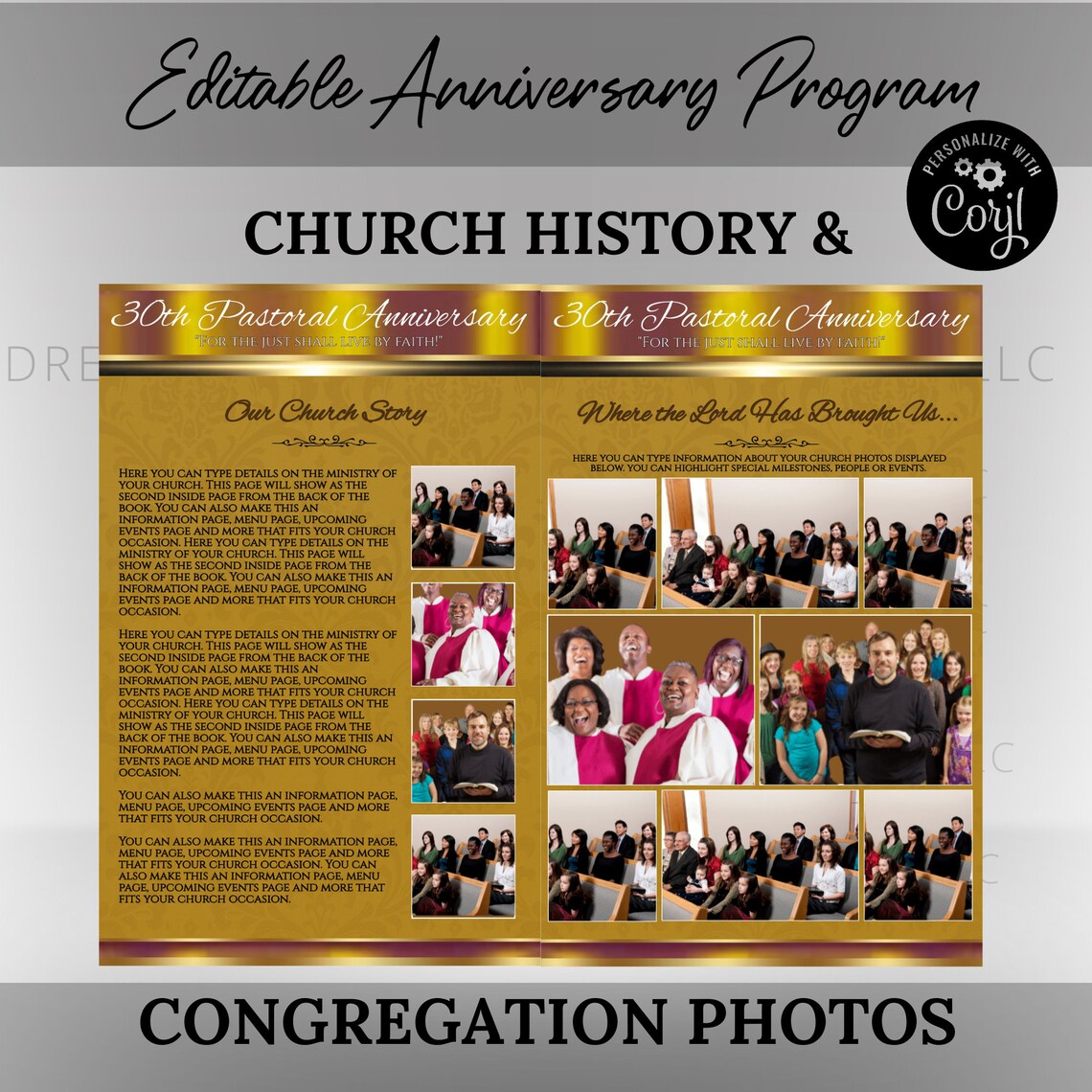 Pastor & Wife Church Anniversary Program Booklet Template Etsy