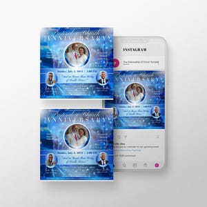 CANVA Blue Church Flyer | Pastor Anniversary | Pastor Appreciation | Pastoral Anniversary Flyer | Blue Silver Flyer Template | Canva Flyer