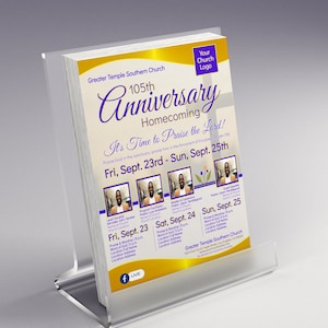 CORJL Church Anniversary Invitation Flyer Panelist One Sheet / US Letter Size - Regal Gold | Editable Text/Photo Only in Corjl | 8.5x11