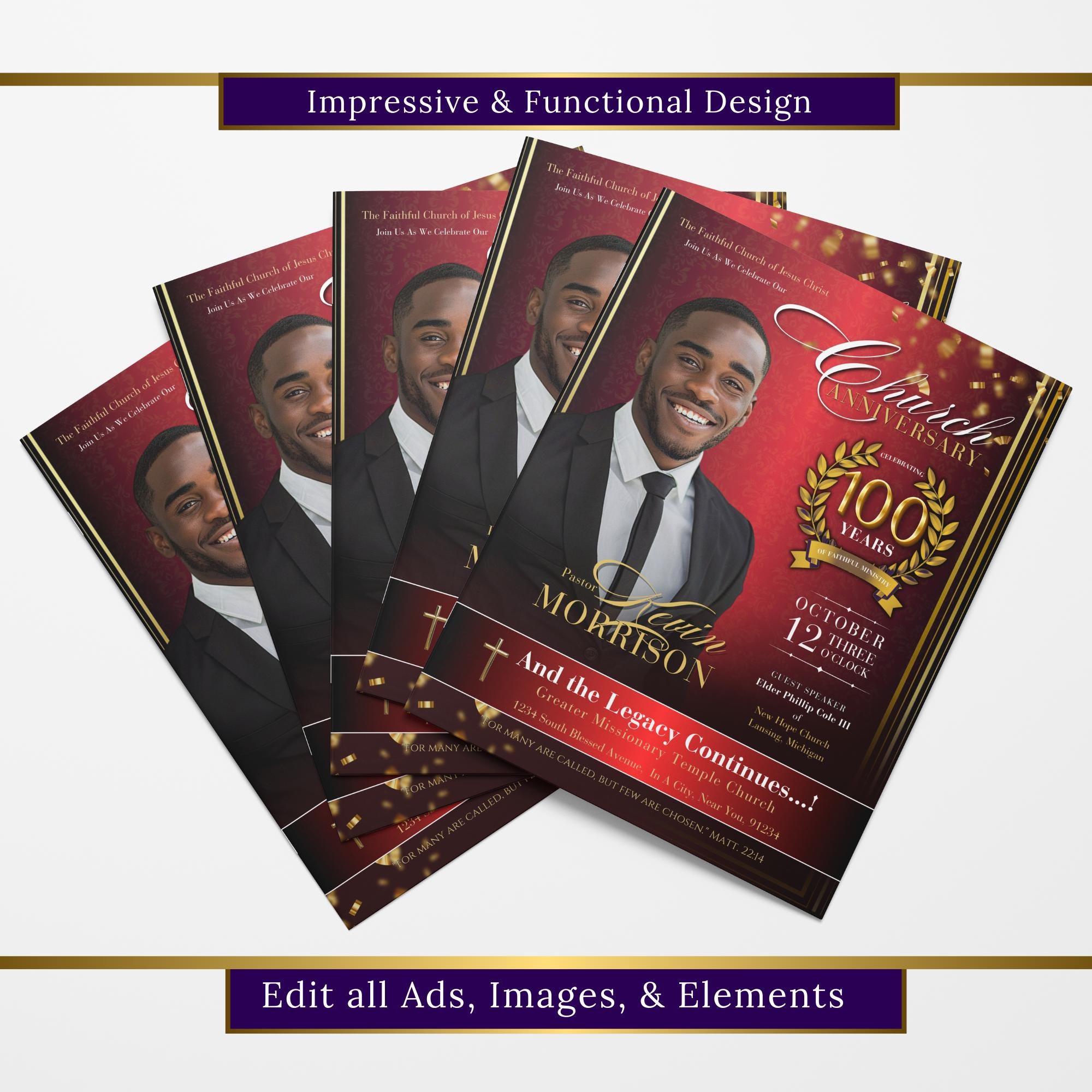 Church Souvenir Book Ad DIY Photo Templates | Fully Editable