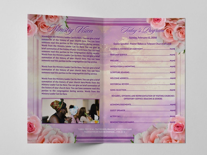 Canva Women's Day Program | Editable Template | Sizes: 11x8.5 | A ...