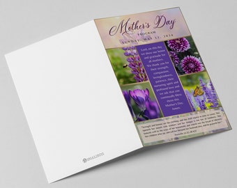 PDF Mothers Day Church Bulletins | Program Cover | PDF & JPG Instant Download | Digital Printable | UNeditable | 11X8.5 | Bifold