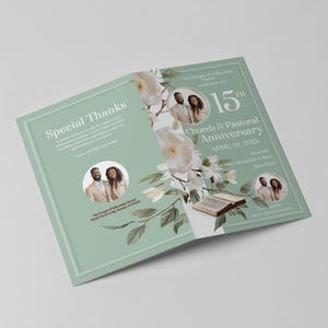 Mint Green Church Anniversary Program Template | Editable, Blessed ...