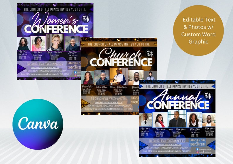 Church Conference Flyer Women's Annual Church Bundle Instagram Facebook Email or Text Photo Size 1080x1080 / 4x4 inches image 2