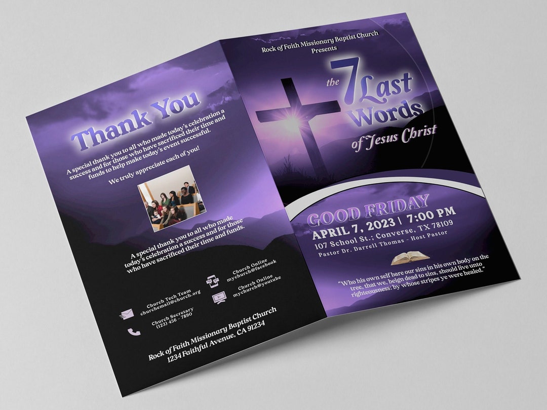 CORJL Church Program Template Editable Text Purple Light Print