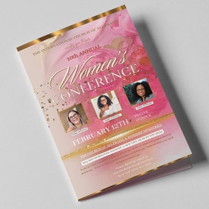 CANVA Womens Church Conference Program | Editable Canva Template | Sizes: 11x8.5 | Passion for Praise | 1 sheet - 4 page