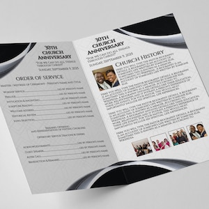 CORJL Pastor and Wife Appreciation Program | Editable Template | Bold Silver, Black with White | 2 Print Sizes: 17x11 & 11x8.5 | 4 Pages