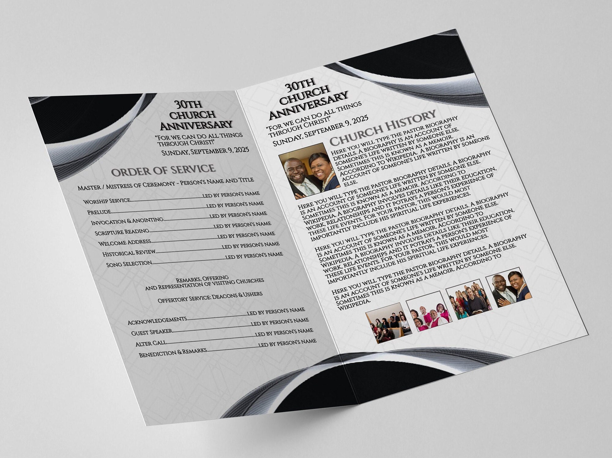 Pastor Appreciation Program Template | Silver Wave Design (digital ...