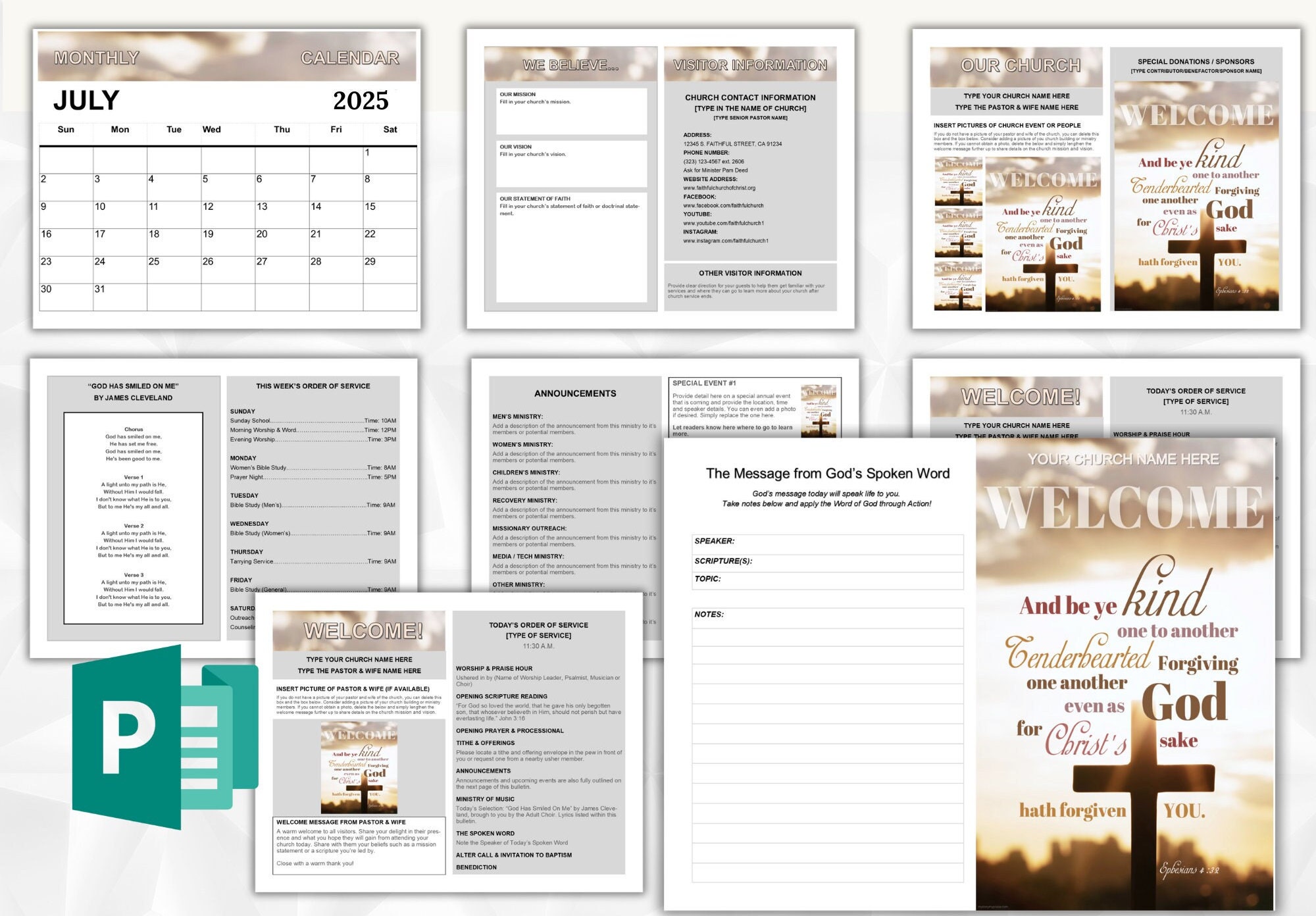microsoft-editable-church-worship-program-template-microsoft-publisher-bifold-8-5x5-5-welcome-church-program-personalize-print-etsy for Free Printable Church Bulletin Templates MICROSOFT Editable Church Worship Program Template | Microsoft Publisher | Bifold 8.5x5.5 Welcome Church Program | Personalize & Print! - Etsy for Free Printable Church Bulletin Templates