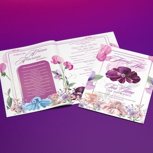 Women's Tea Social or Brunch Program Template | Women's Ministry, Auxiliary, Conference (Canva Editable, 17x11 and 11x8.5 Bifold)