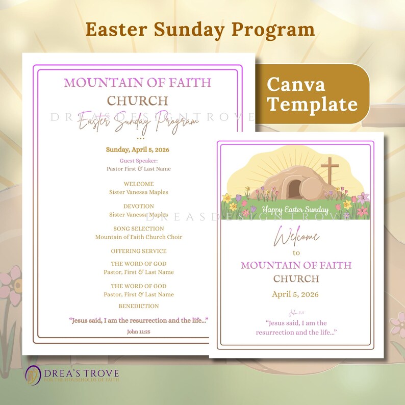 Easter Program Template | Canva Editable | 8.5x11 | Double-sided image 4