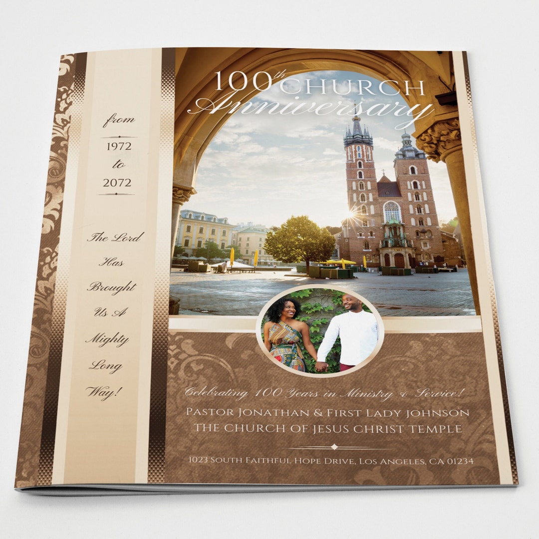 CANVA Pastor & Wife Church Anniversary Program Booklet Template