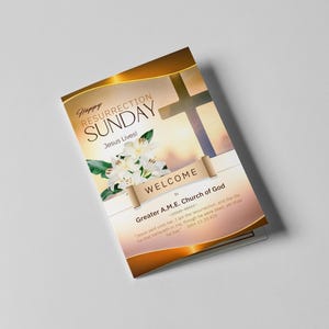 Resurrection Sunday Program Template | Church Easter Service (Editable Canva, US Letter)